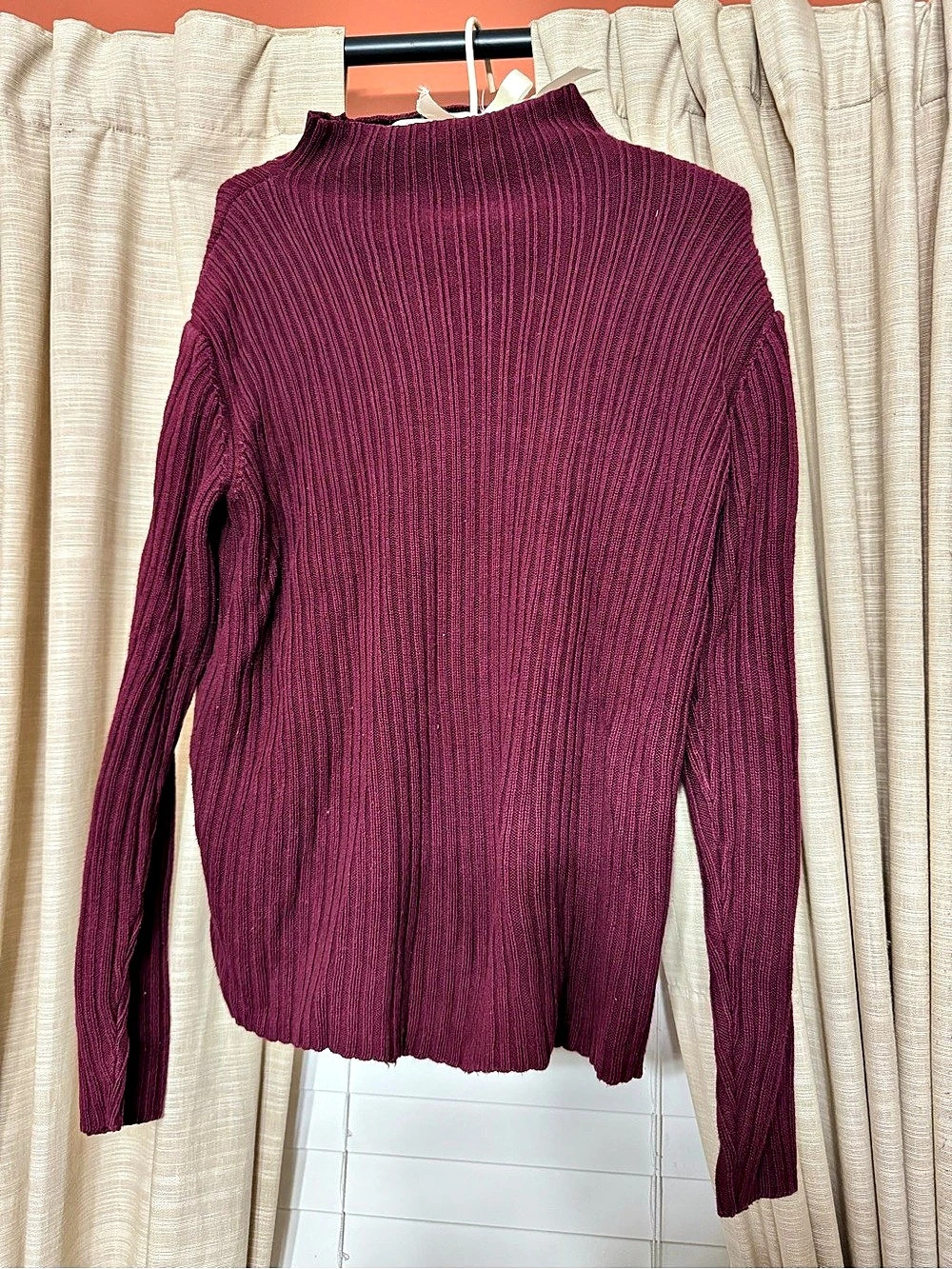 Talbots Ribbed Mock Neck Cotton Sweater Size Medium